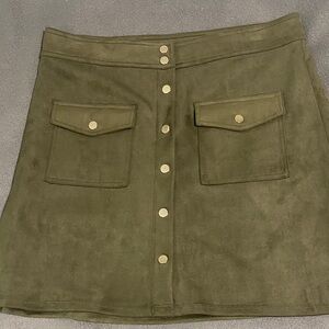 Philosophy Olive Button-Front Mini Skirt